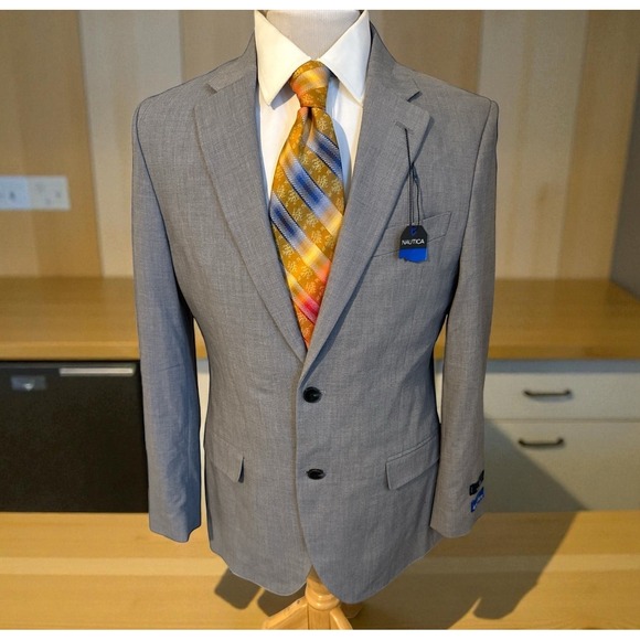 Nautica Other - NEW Nautica Active Stretch Sport‎ Coat Jacket Blazer Men's Size 40R Solid Gray